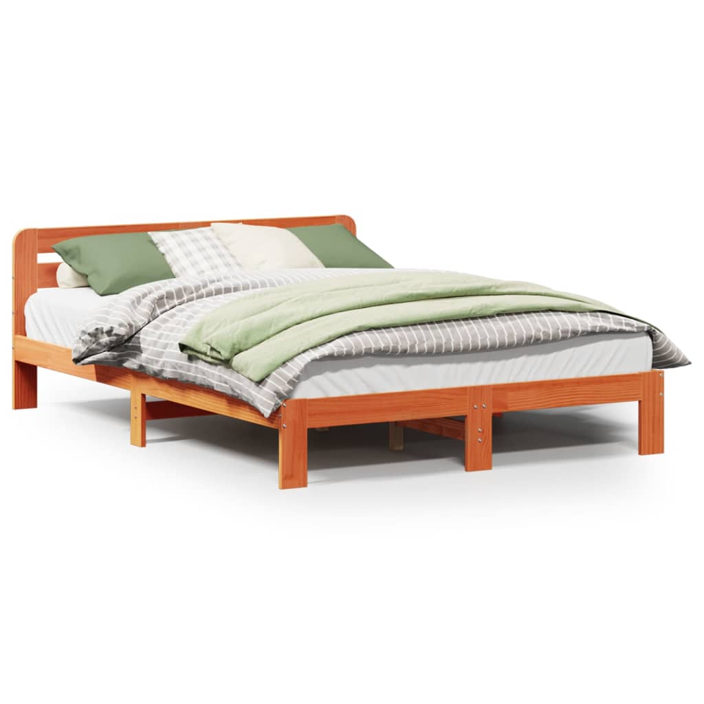 Letto senza Materasso Marrone Cera 140x190 cm in Legno di Pino - homemem39
