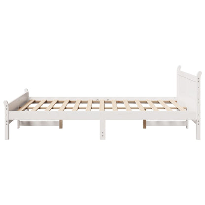 Letto senza Materasso Bianco 160x200 cm Legno Massello di Pino - homemem39