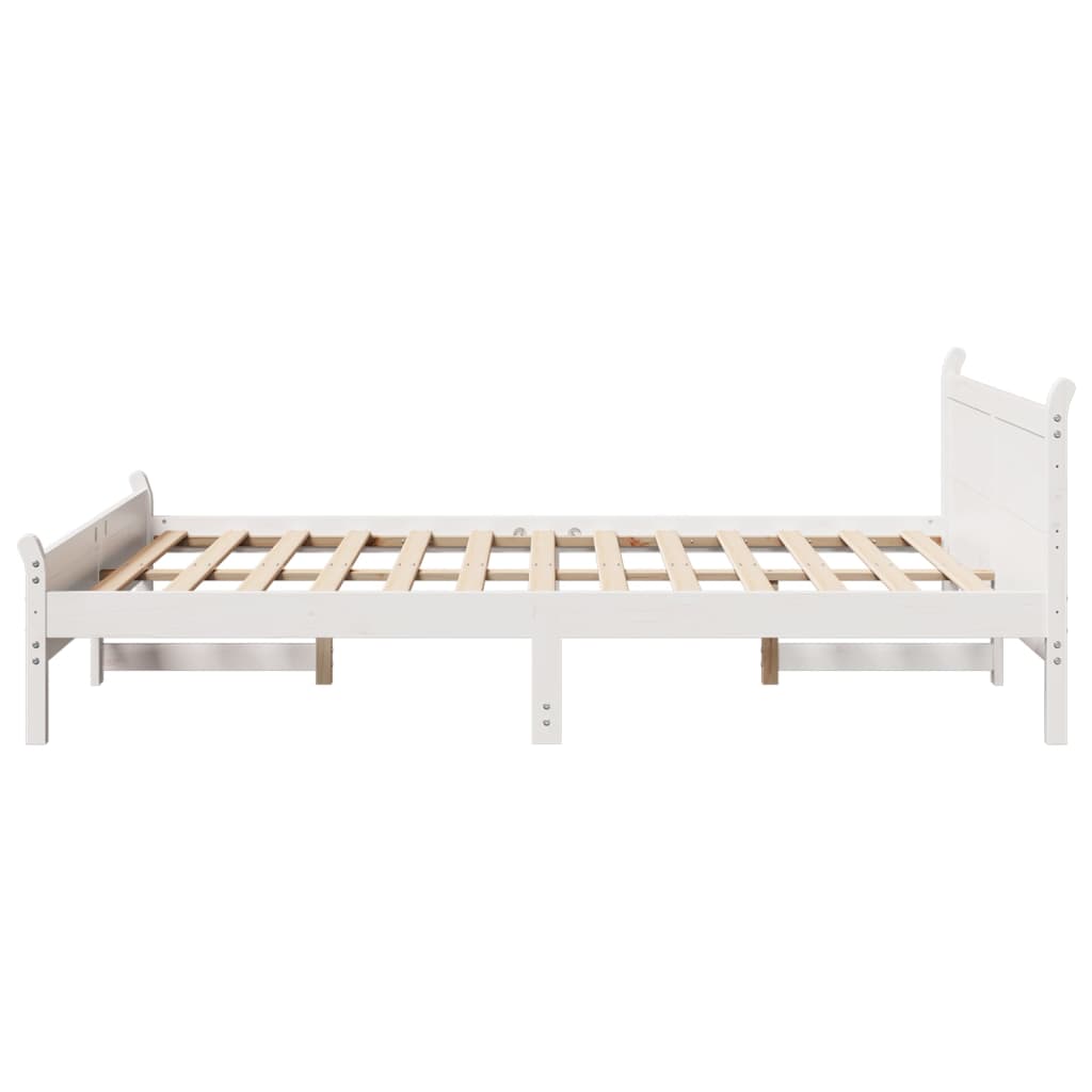 Letto senza Materasso Bianco 150x200 cm Legno Massello di Pino | homemem39