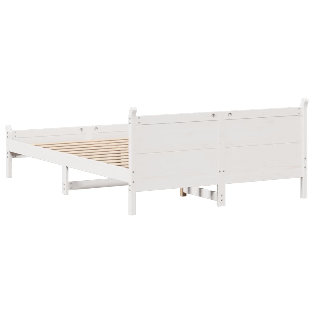 Letto senza Materasso Bianco 150x200 cm Legno Massello di Pino | homemem39
