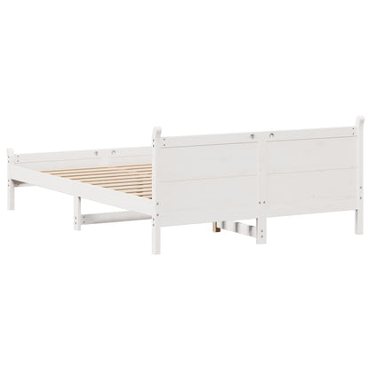 Letto senza Materasso Bianco 150x200 cm Legno Massello di Pino - homemem39