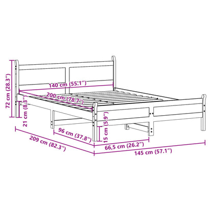 Letto senza Materasso 140x200 cm in Legno Massello di Pino | homemem39