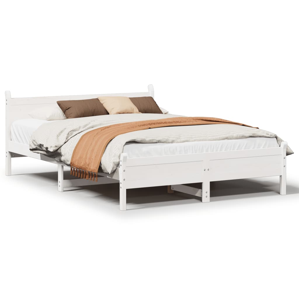 Letto senza Materasso Bianco 140x200 cm Legno Massello di Pino - homemem39