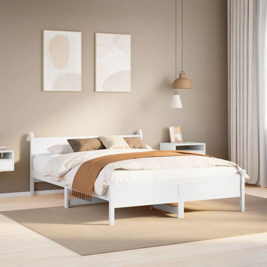Letto senza Materasso Bianco 140x200 cm Legno Massello di Pino - homemem39