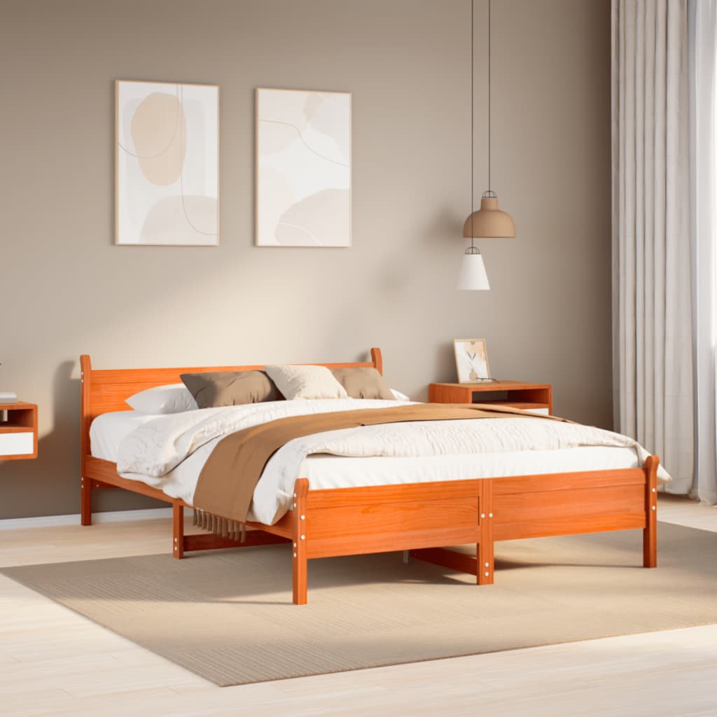 Giroletto senza Materasso Marrone Cera 140x200cm Massello Pino | homemem39
