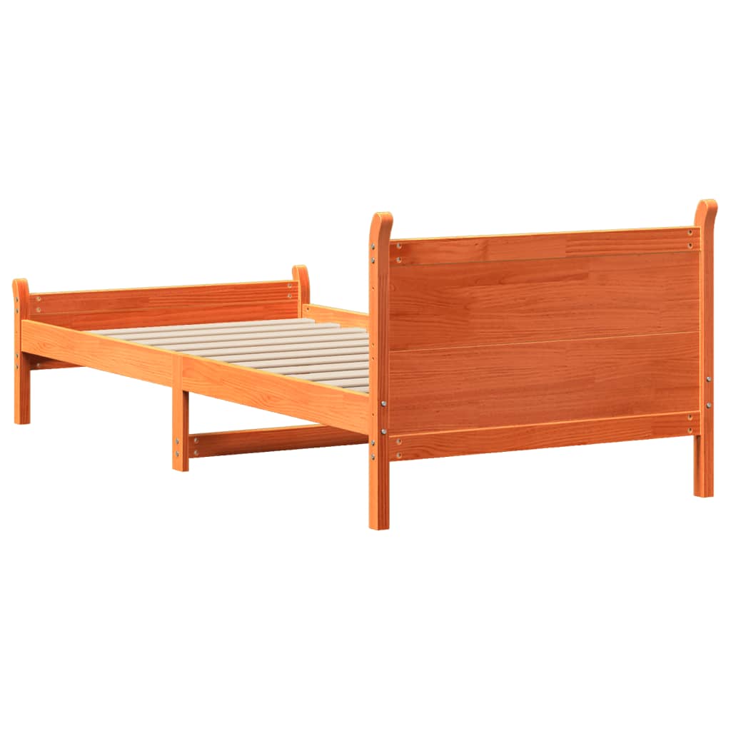 Letto senza Materasso Marrone Cera 100x200 cm in Legno di Pino | homemem39