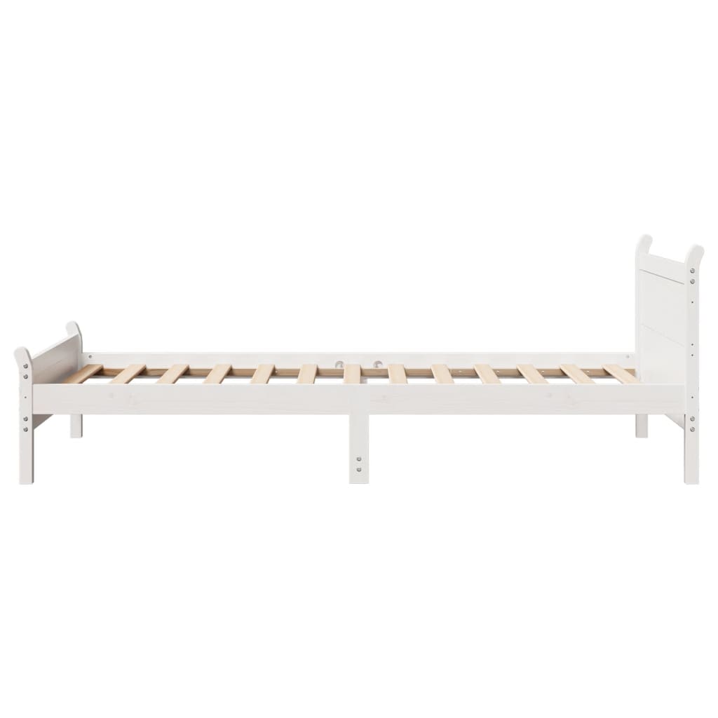 Letto senza Materasso Bianco 90x200 cm Legno Massello di Pino