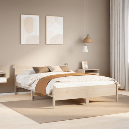 Letto senza Materasso 140x190 cm in Legno Massello di Pino - homemem39