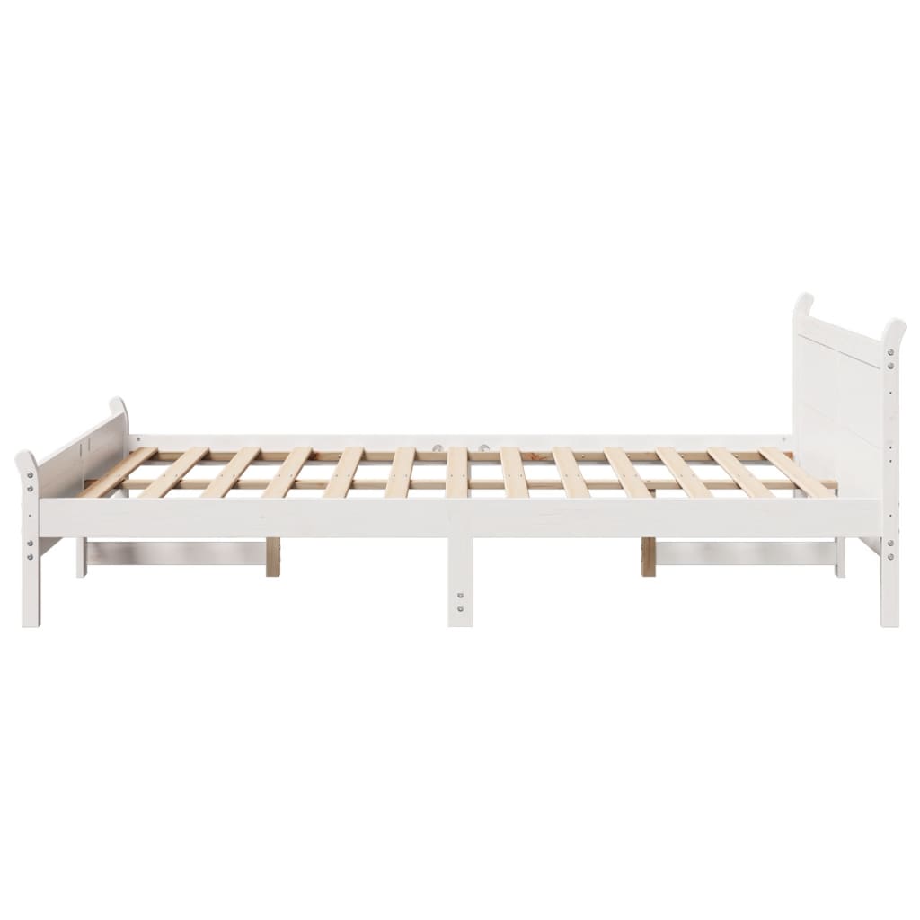 Letto senza Materasso Bianco 140x190 cm Legno Massello di Pino - homemem39