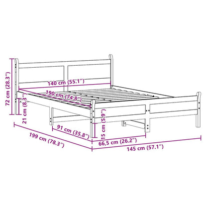 Letto senza Materasso Marrone Cera 140x190 cm in Legno di Pino | homemem39