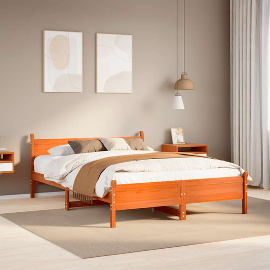 Letto senza Materasso Marrone Cera 140x190 cm in Legno di Pino | homemem39