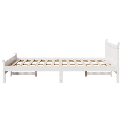 Letto senza Materasso Bianco 135x190 cm Legno Massello di Pino | homemem39