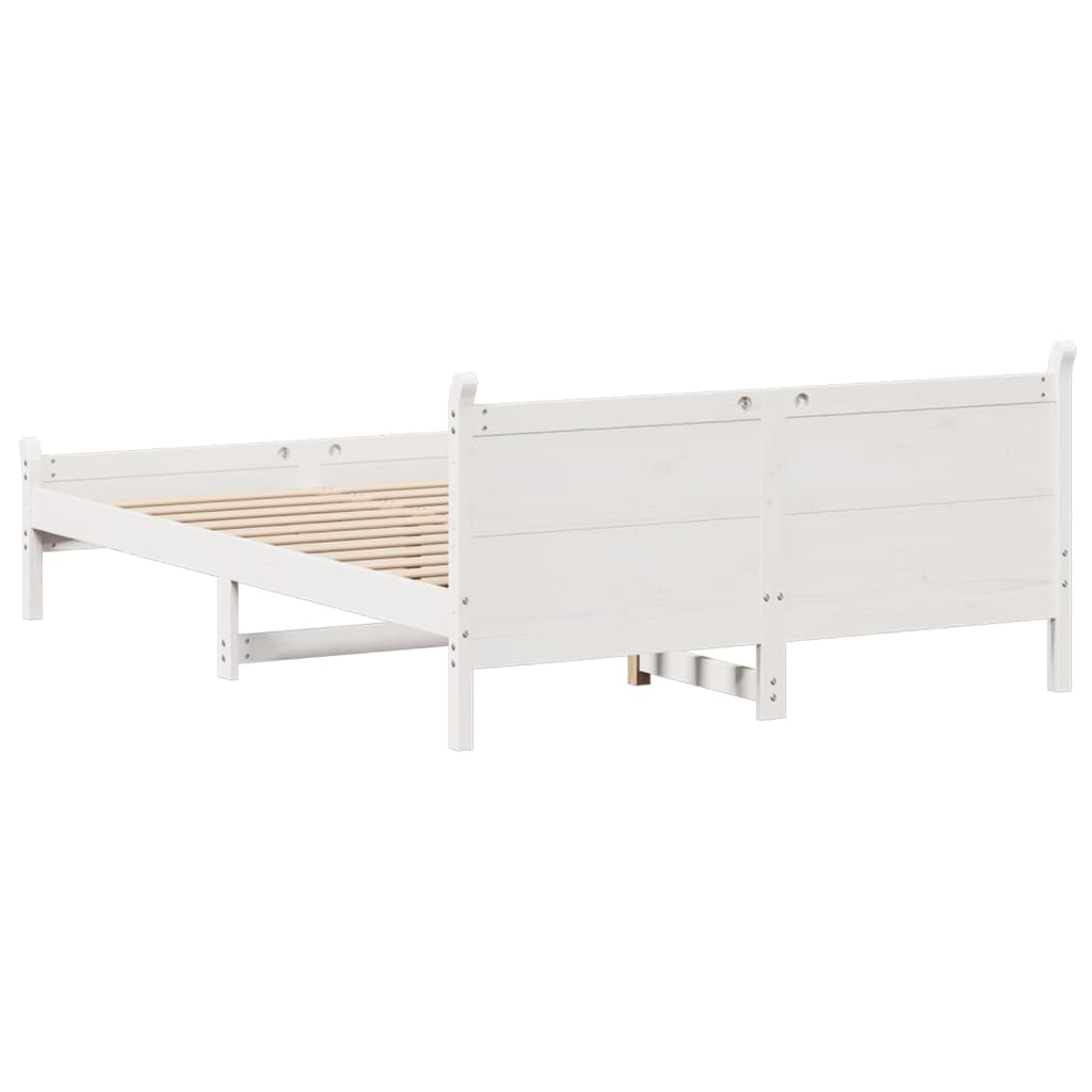 Letto senza Materasso Bianco 135x190 cm Legno Massello di Pino - homemem39