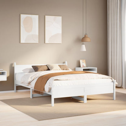 Letto senza Materasso Bianco 135x190 cm Legno Massello di Pino | homemem39