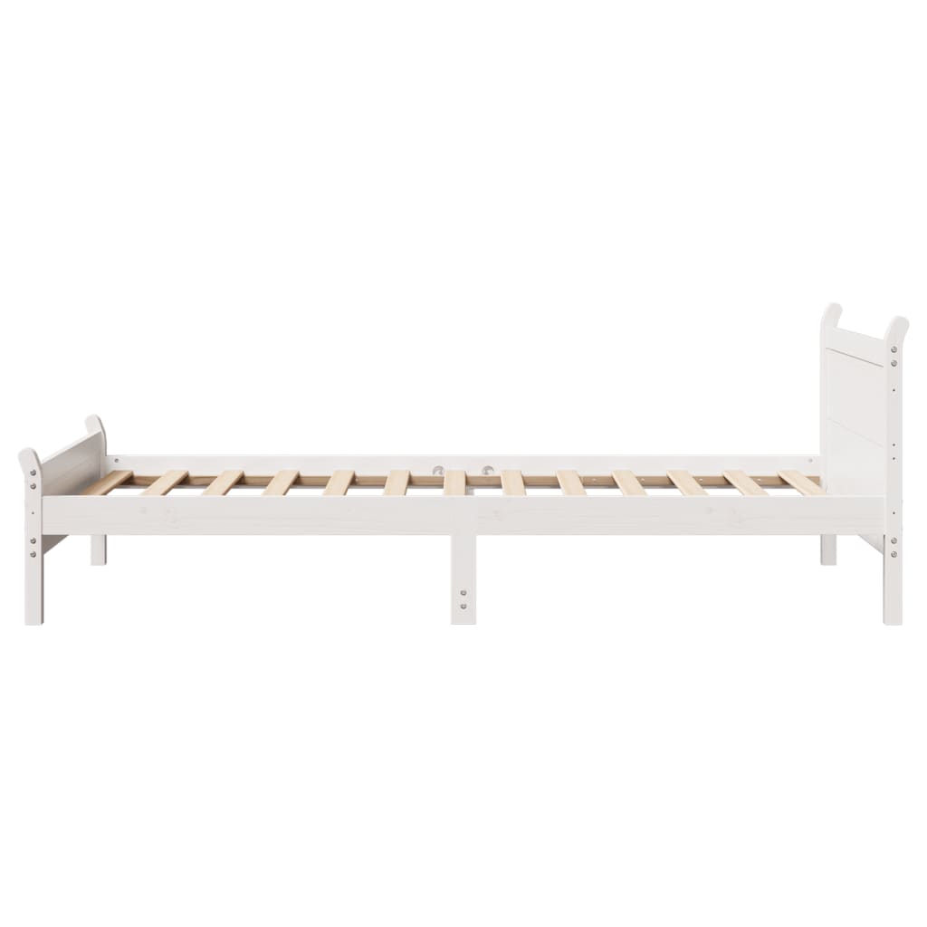 Letto senza Materasso Bianco 90x190 cm in Legno Massello Pino
