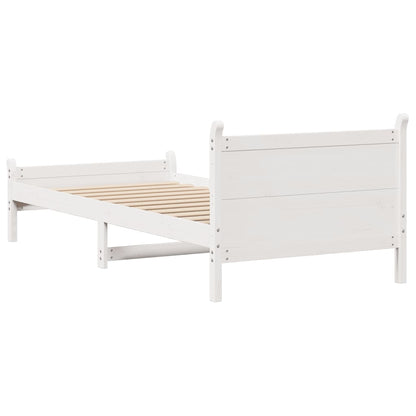 Letto senza Materasso Bianco 90x190 cm in Legno Massello Pino