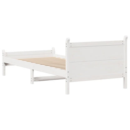 Letto senza Materasso Bianco 75x190 in Legno Massello di Pino - homemem39
