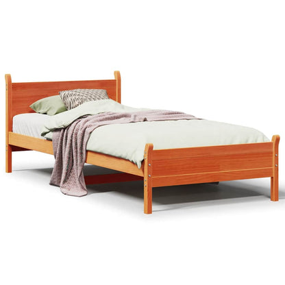 Letto senza Materasso Marrone Cera 75x190 cm in Legno di Pino | homemem39