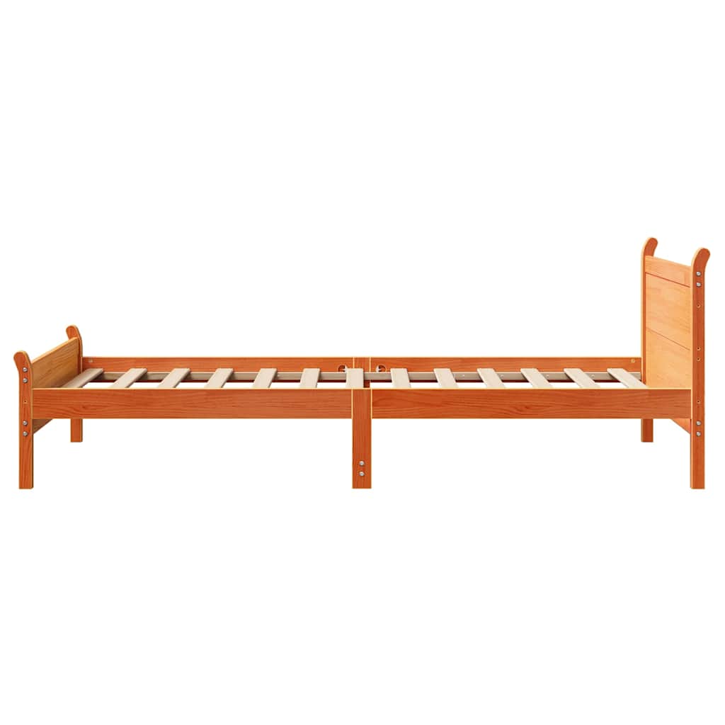 Letto senza Materasso Marrone Cera 75x190 cm in Legno di Pino | homemem39