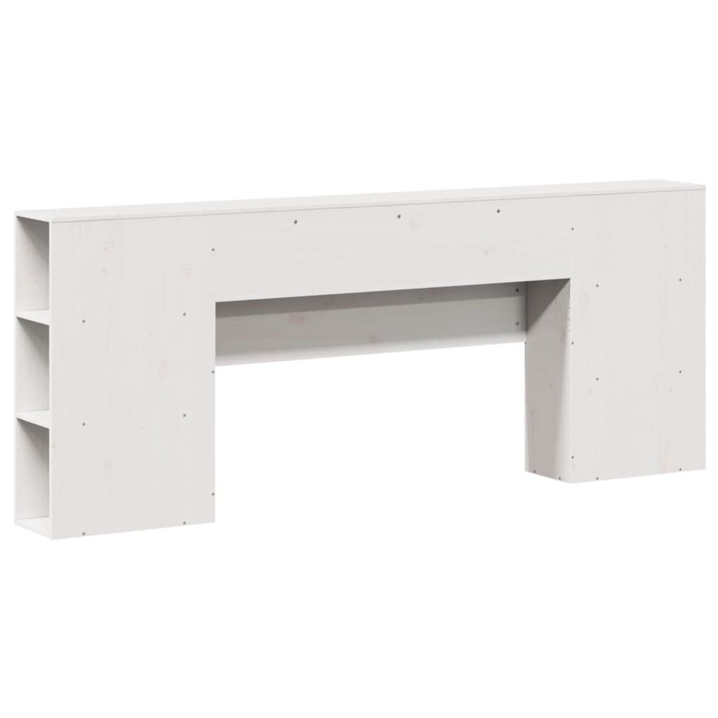 Testiera con Ripiani Bianca 200 cm in Legno Massello di Pino - homemem39