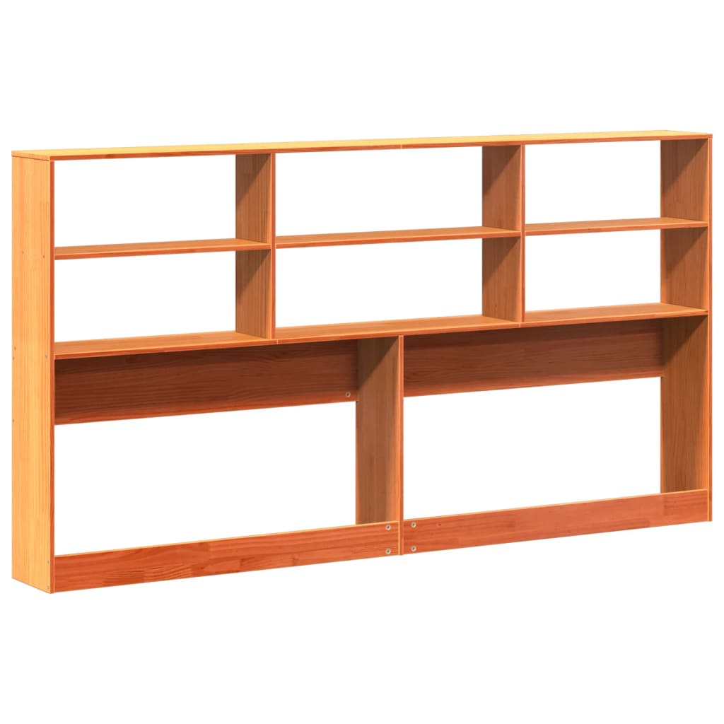 Testiera con Ripiani Marrone Cera 200 cm in Legno di Pino - homemem39