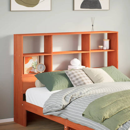 Testiera con Ripiani Marrone Cera 140 cm in Legno di Pino