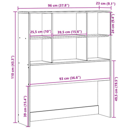 Testiera con Ripiani Marrone Cera 90 cm in Legno di Pino - homemem39