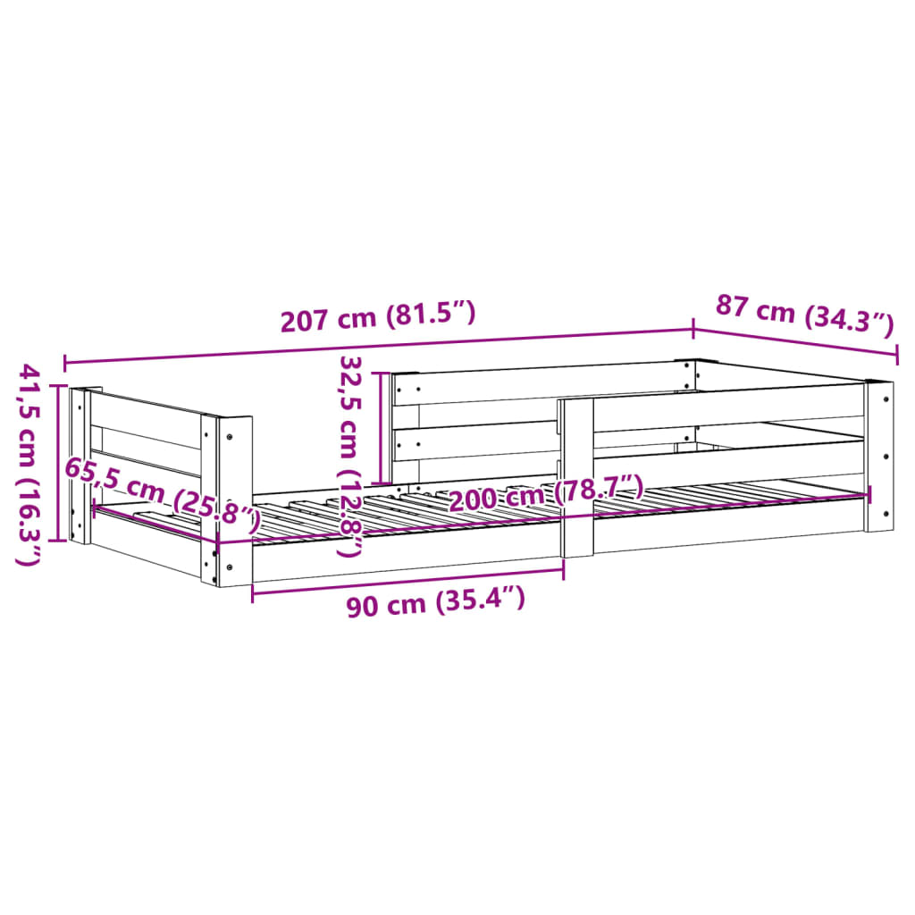 Giroletto senza Materasso Bianco 80x200 cm Legno Massello Pino | homemem39