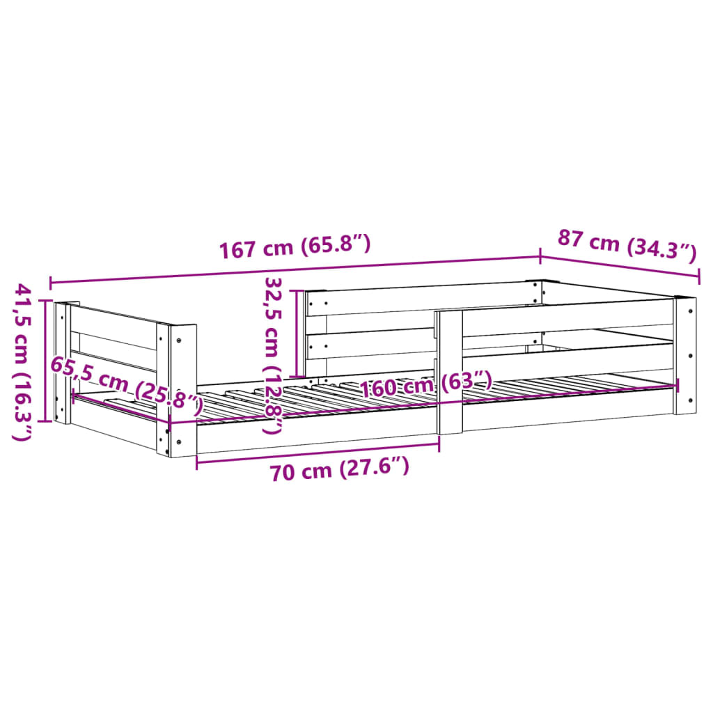 Giroletto senza materasso marrone cera 80x160 cm legno di pino | homemem39