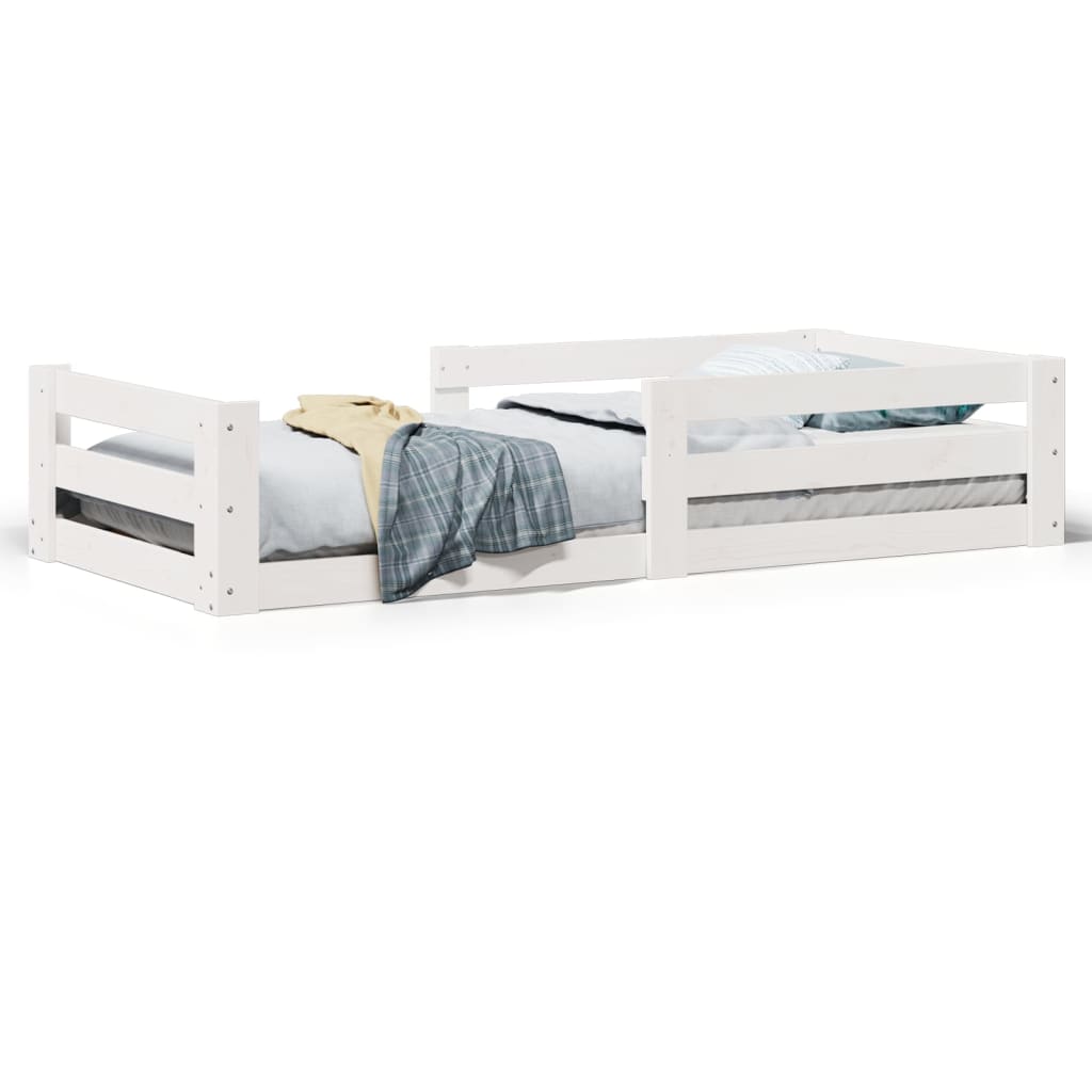 Letto senza Materasso Bianco 75x190 in Legno Massello di Pino | homemem39