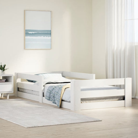 Letto senza Materasso Bianco 75x190 in Legno Massello di Pino - homemem39