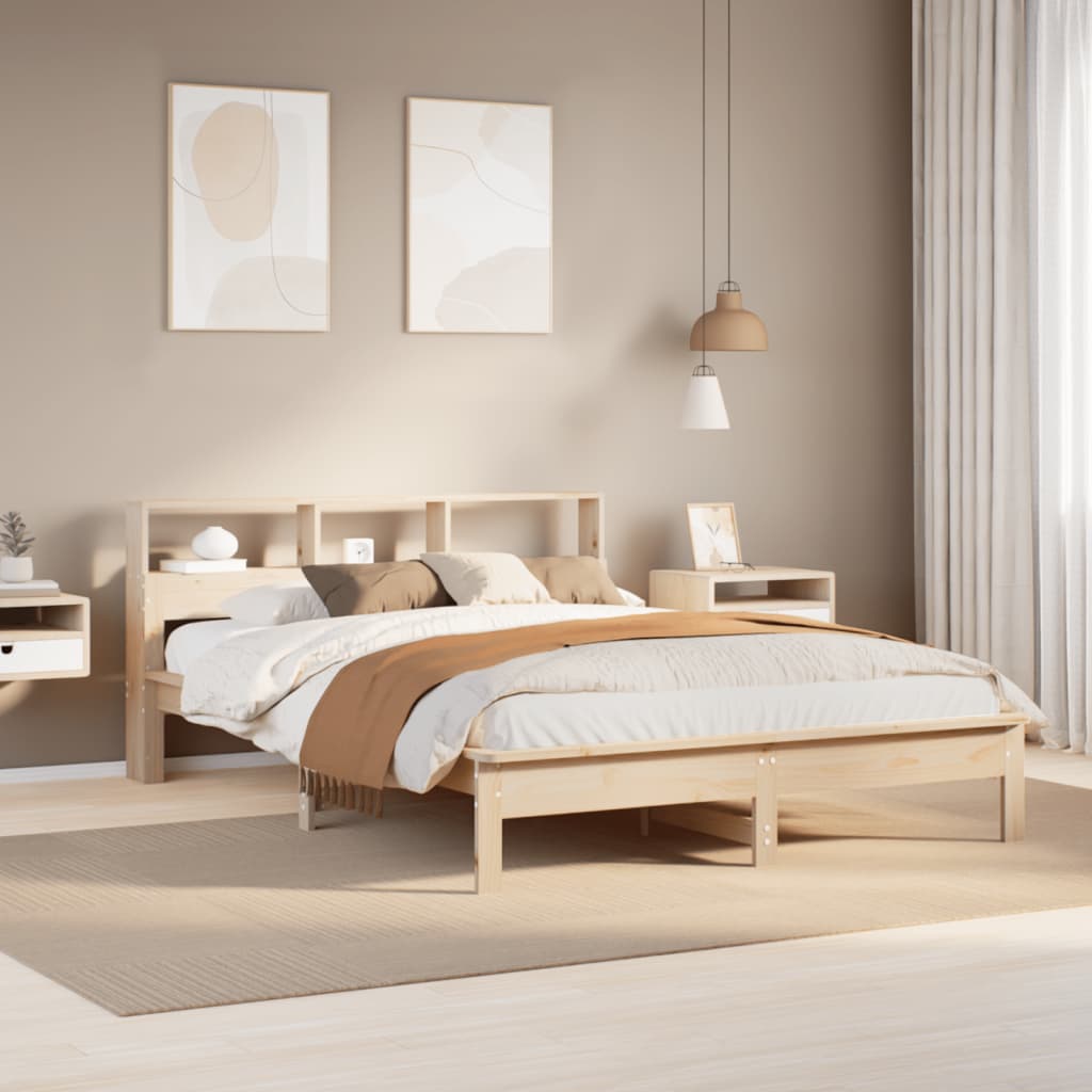 Letto Libreria senza Materasso 120x200cm Legno Massello di Pino - homemem39