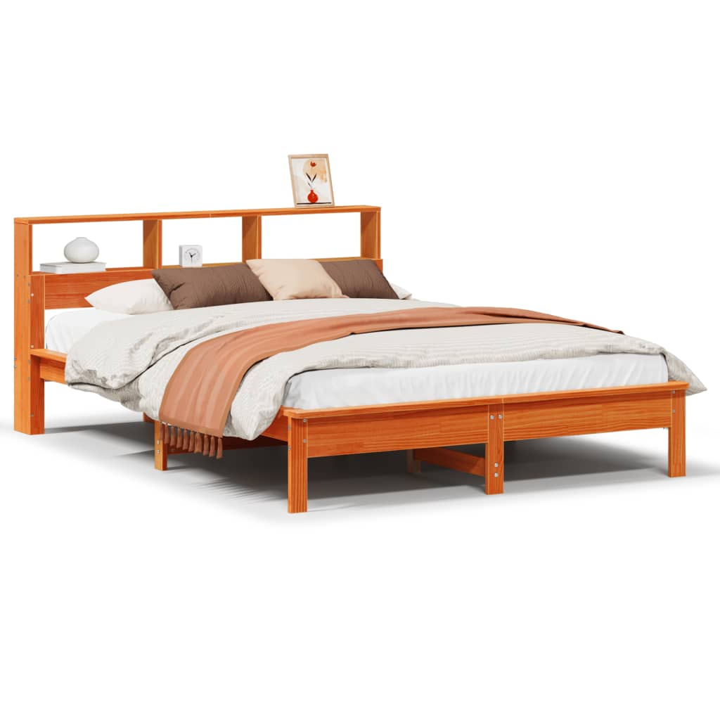 Letto Libreria senza Materasso Marrone Cera 120x200 cm in Pino | homemem39
