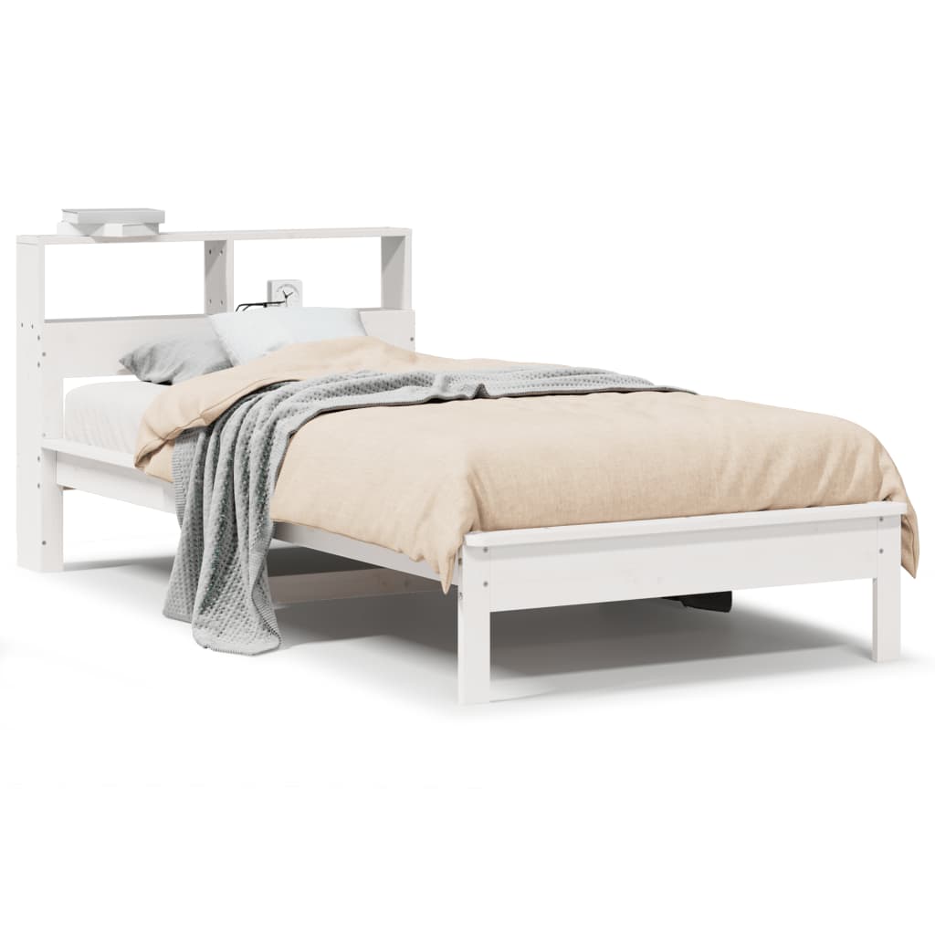 Letto Libreria senza Materasso Bianco 100x200 cm Legno di Pino | homemem39