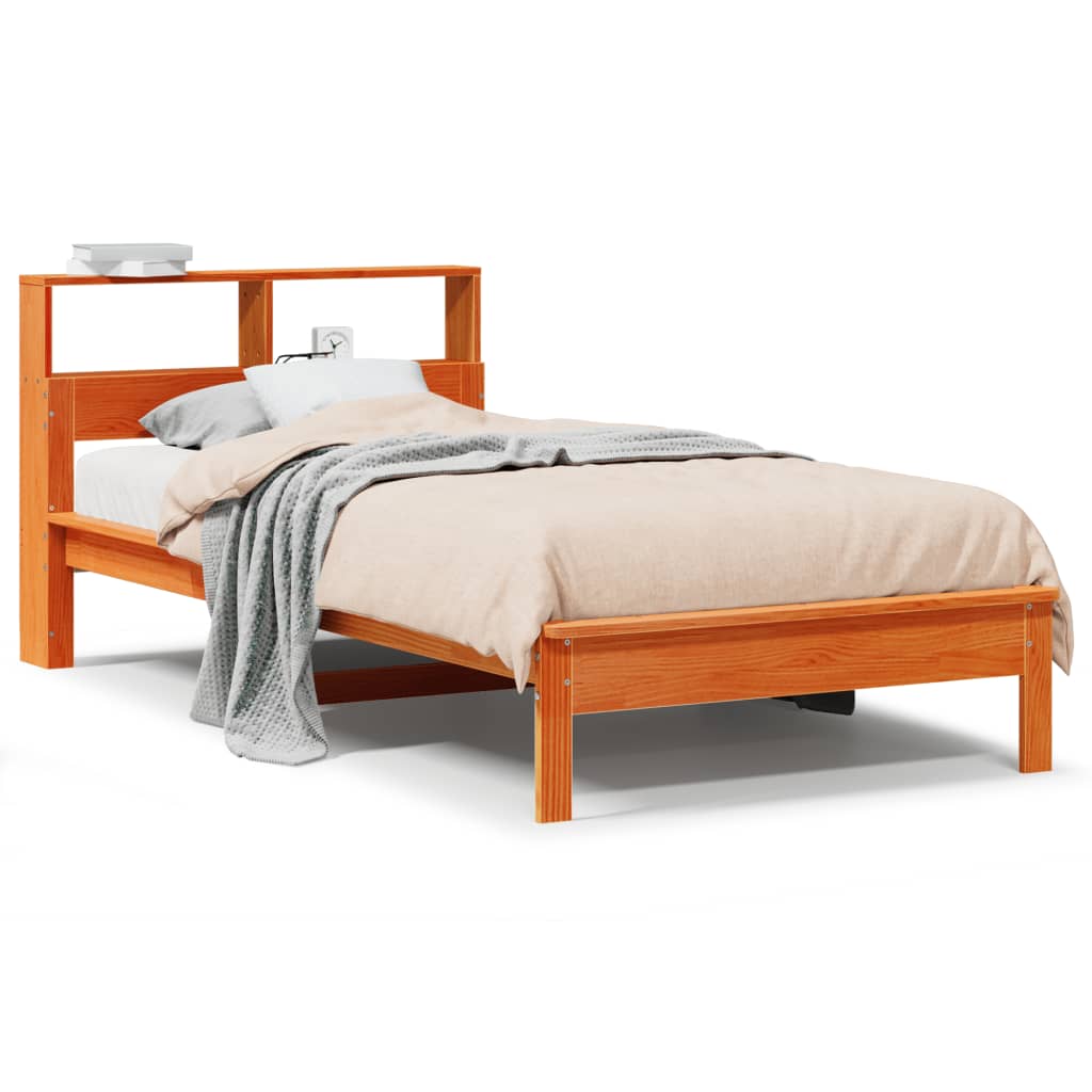 Letto Libreria senza Materasso Marrone Cera 90x200 cm in Pino | homemem39