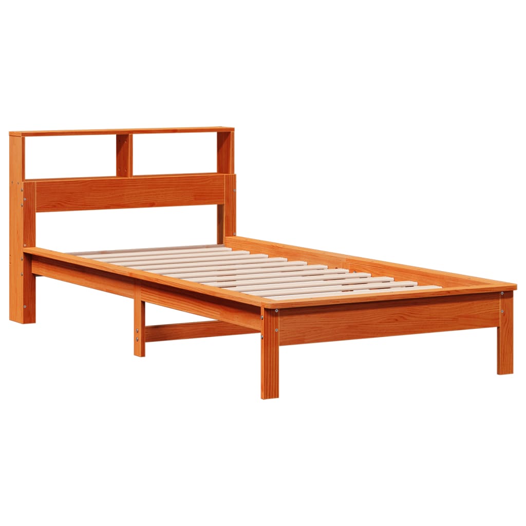 Letto Libreria senza Materasso Marrone Cera 90x200 cm in Pino | homemem39