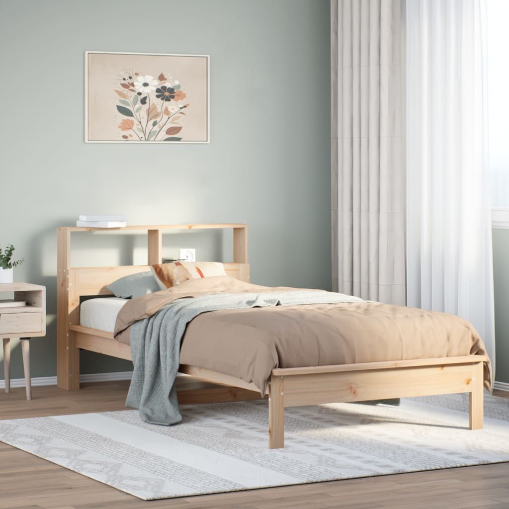 Letto Libreria senza Materasso 90x190 cm Legno Massello Pino - homemem39