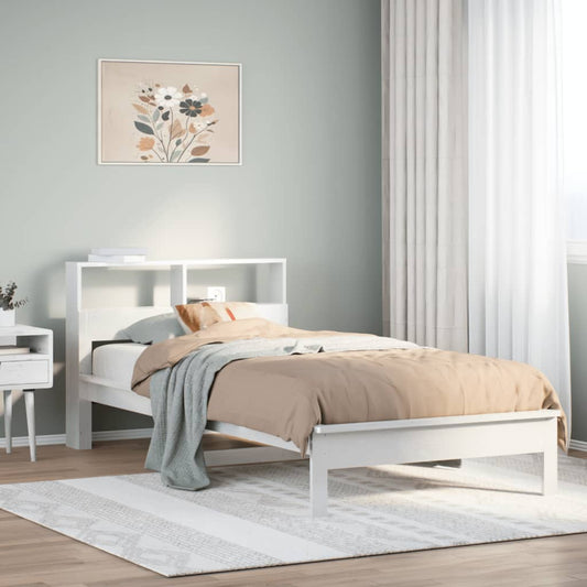 Letto Libreria senza Materasso Bianco 90x190 cm Massello Pino - homemem39