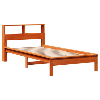 Letto Libreria senza Materasso Marrone Cera 90x190 cm in Pino