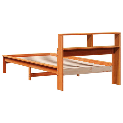 Letto Libreria senza Materasso Marrone Cera 90x190 cm in Pino