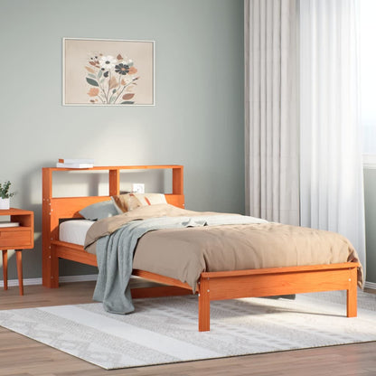Letto Libreria senza Materasso Marrone Cera 75x190 cm in Pino - homemem39