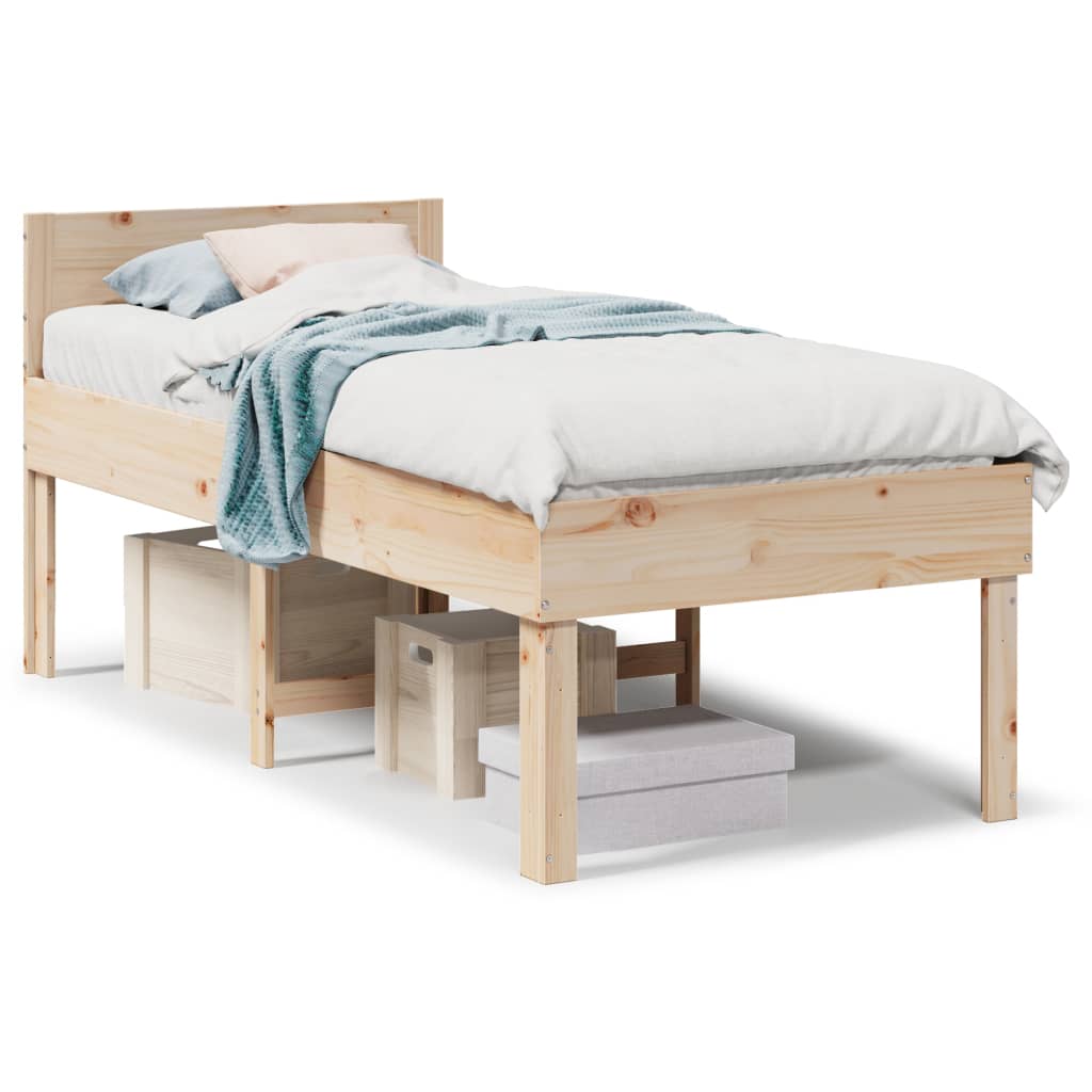 Letto senza Materasso 90x190 cm in Legno Massello di Pino - homemem39