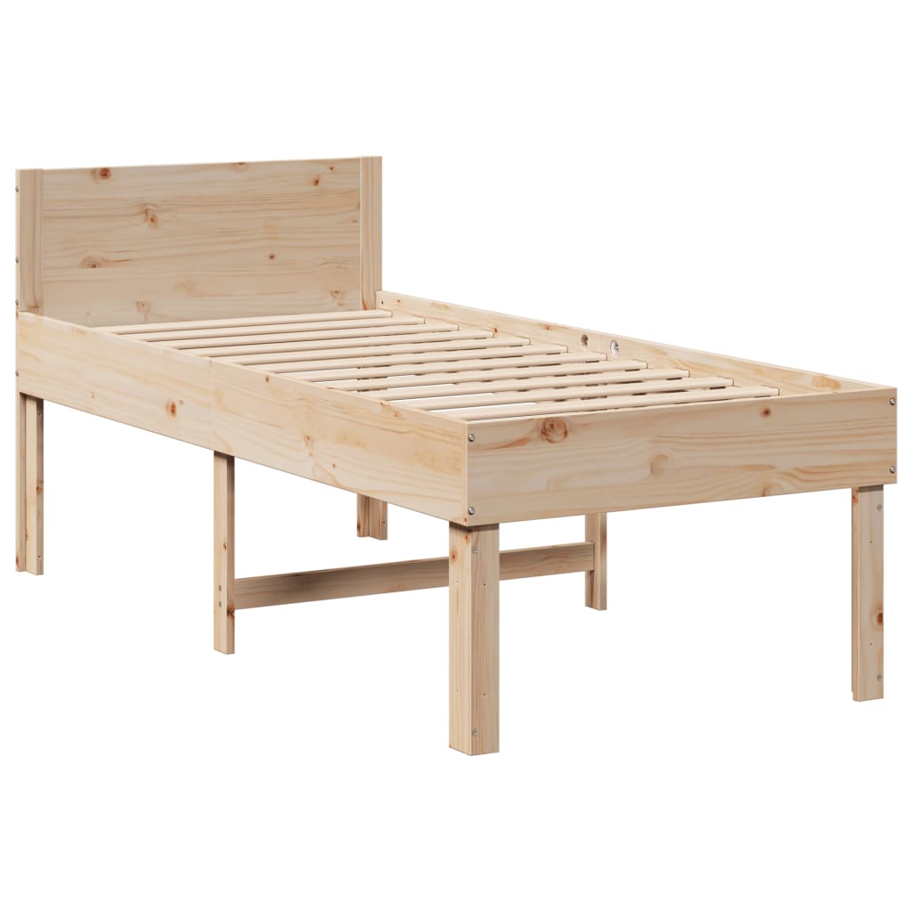 Letto senza Materasso 90x190 cm in Legno Massello di Pino - homemem39