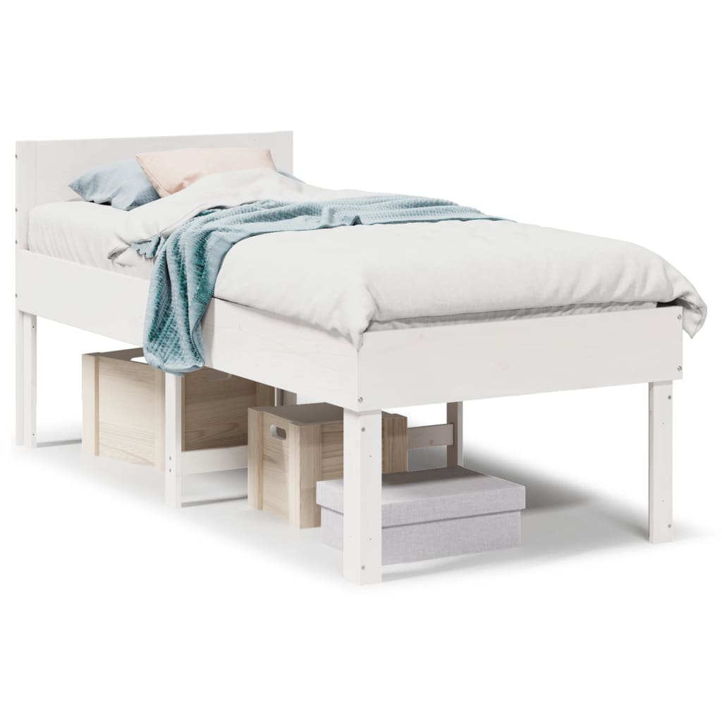 Letto senza Materasso Bianco 90x190 cm in Legno Massello Pino | homemem39