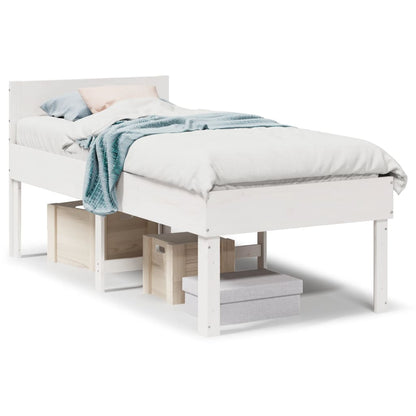 Letto senza Materasso Bianco 90x190 cm in Legno Massello Pino | homemem39