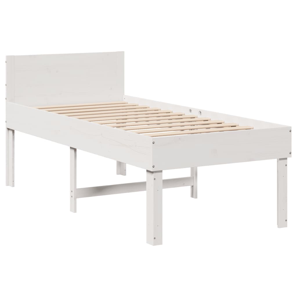 Letto senza Materasso Bianco 90x190 cm in Legno Massello Pino - homemem39