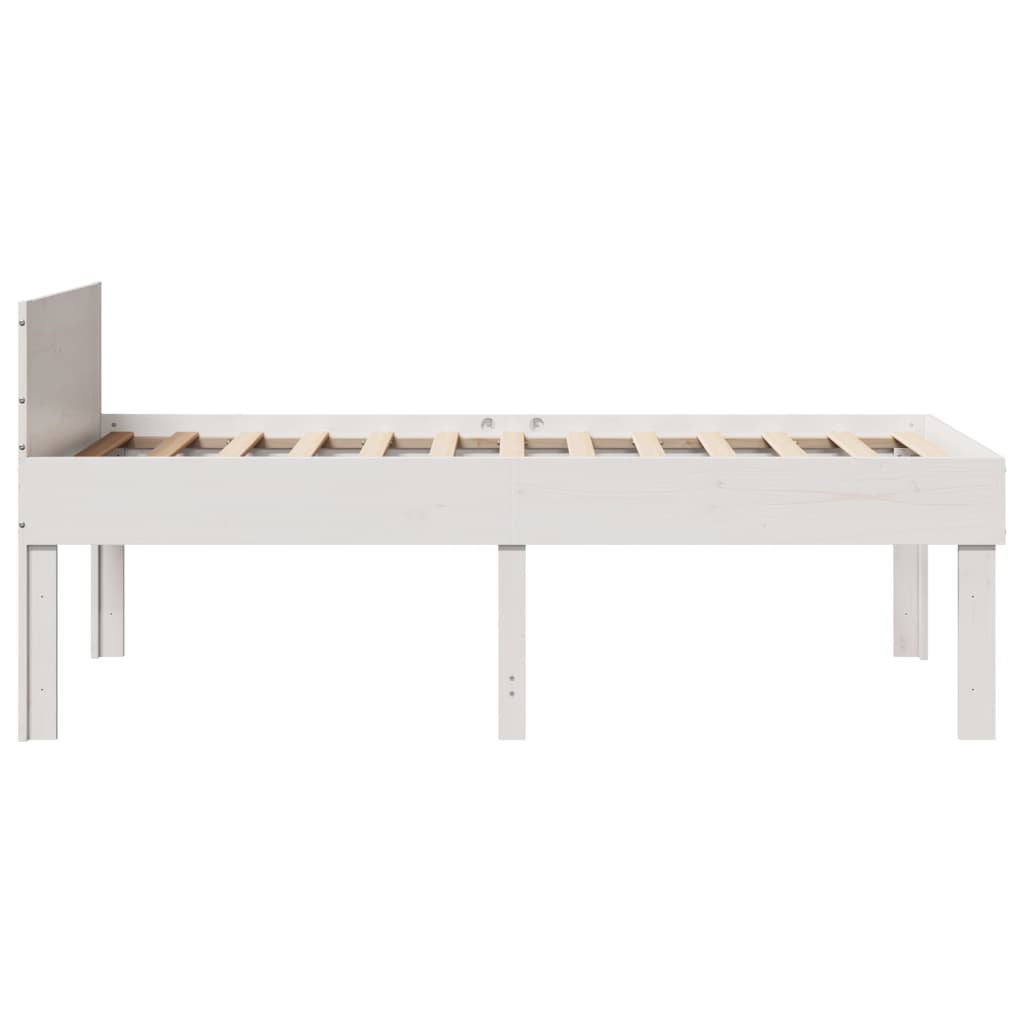 Letto senza Materasso Bianco 90x190 cm in Legno Massello Pino | homemem39