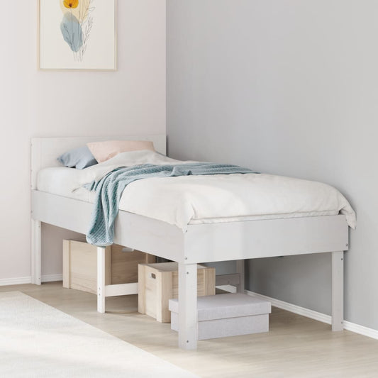 Letto senza Materasso Bianco 90x190 cm in Legno Massello Pino - homemem39
