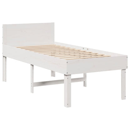 Letto senza Materasso Bianco 75x190 in Legno Massello di Pino | homemem39