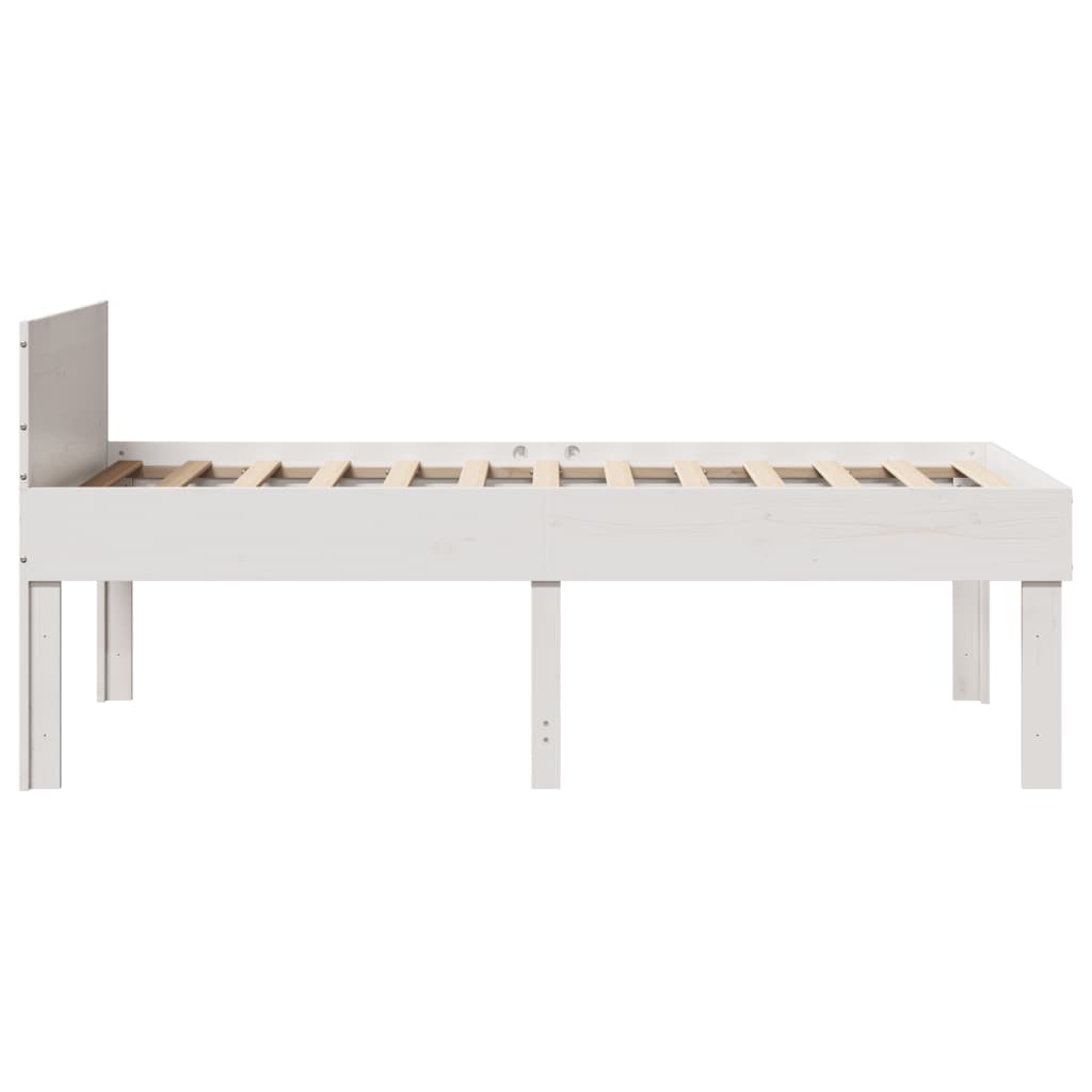 Letto senza Materasso Bianco 75x190 in Legno Massello di Pino | homemem39